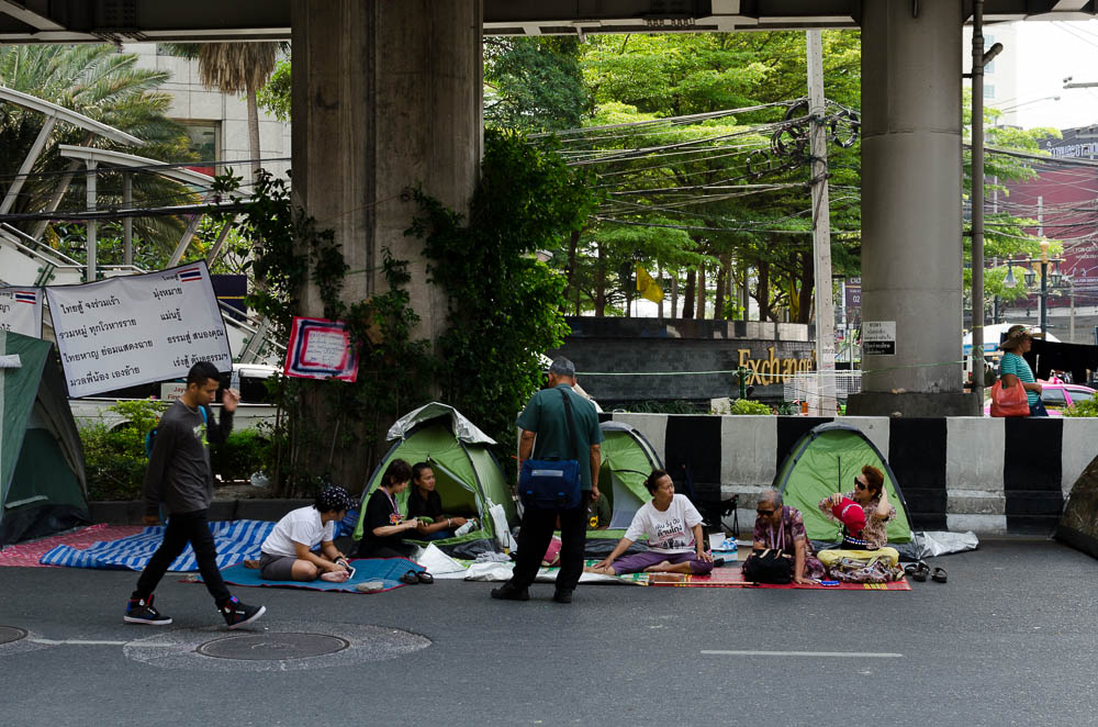 Demostration campside in Bangkok Asok