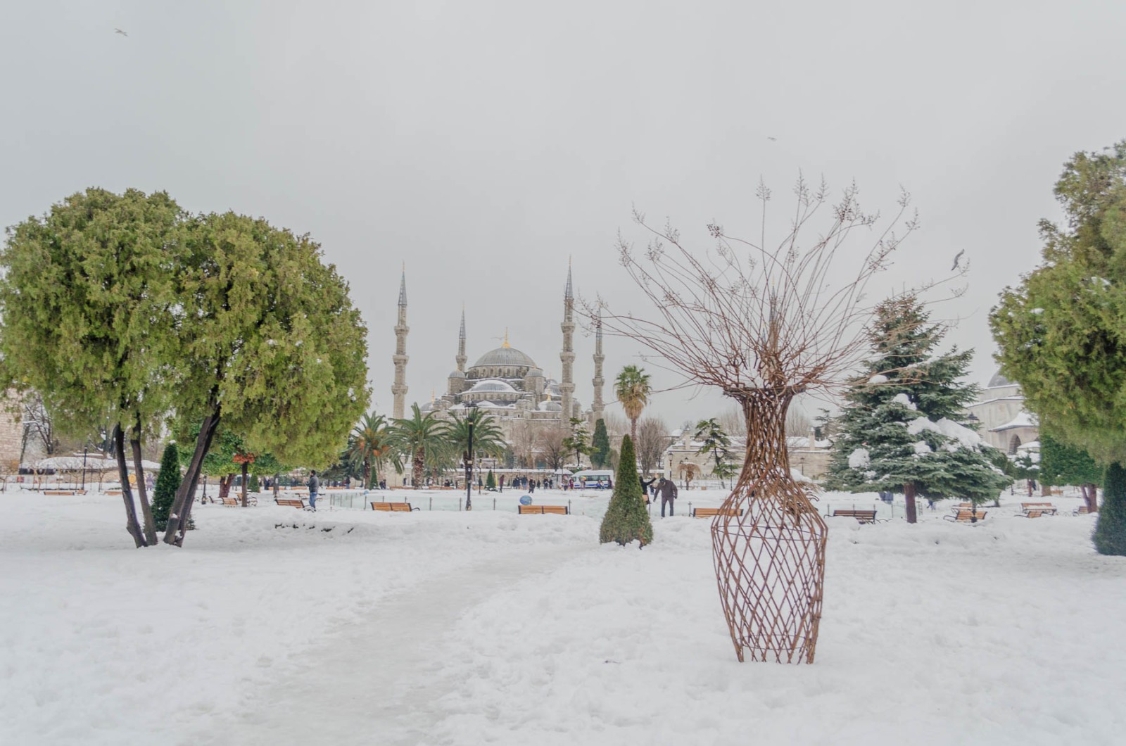Die Blaue Moschee - Sultan Ahmed - im Schnee
