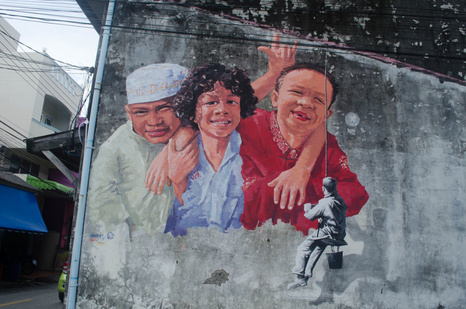 Streetart auf dem Old Heritage Trail im thailändischen Songkhla: Brüder 